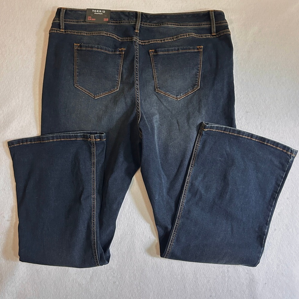 Torrid Luxe Slim Boot Jeans Women's 18R Mid Rise Stretch Bootcut Dark Wash NWT - Picture 4 of 10